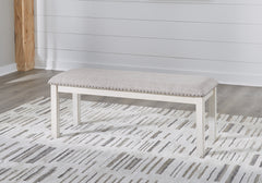 J&M Furniture - Ashley Furniture - Robbinsdale 48" Dining Bench - Large UPH Dining Room Bench / Antique White / 48"W x 17"D x 20"H - D642-00