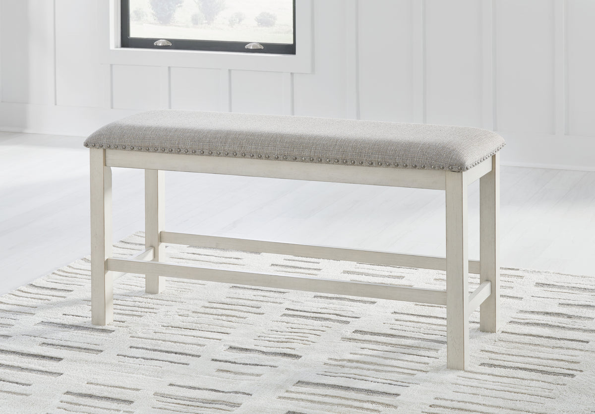 J&M Furniture - Ashley Furniture - Robbinsdale 49" Counter Height Dining Bench - DBL Counter UPH Bench (1/CN) / Antique White / 50"W x 17"D x 24"H - D642-09