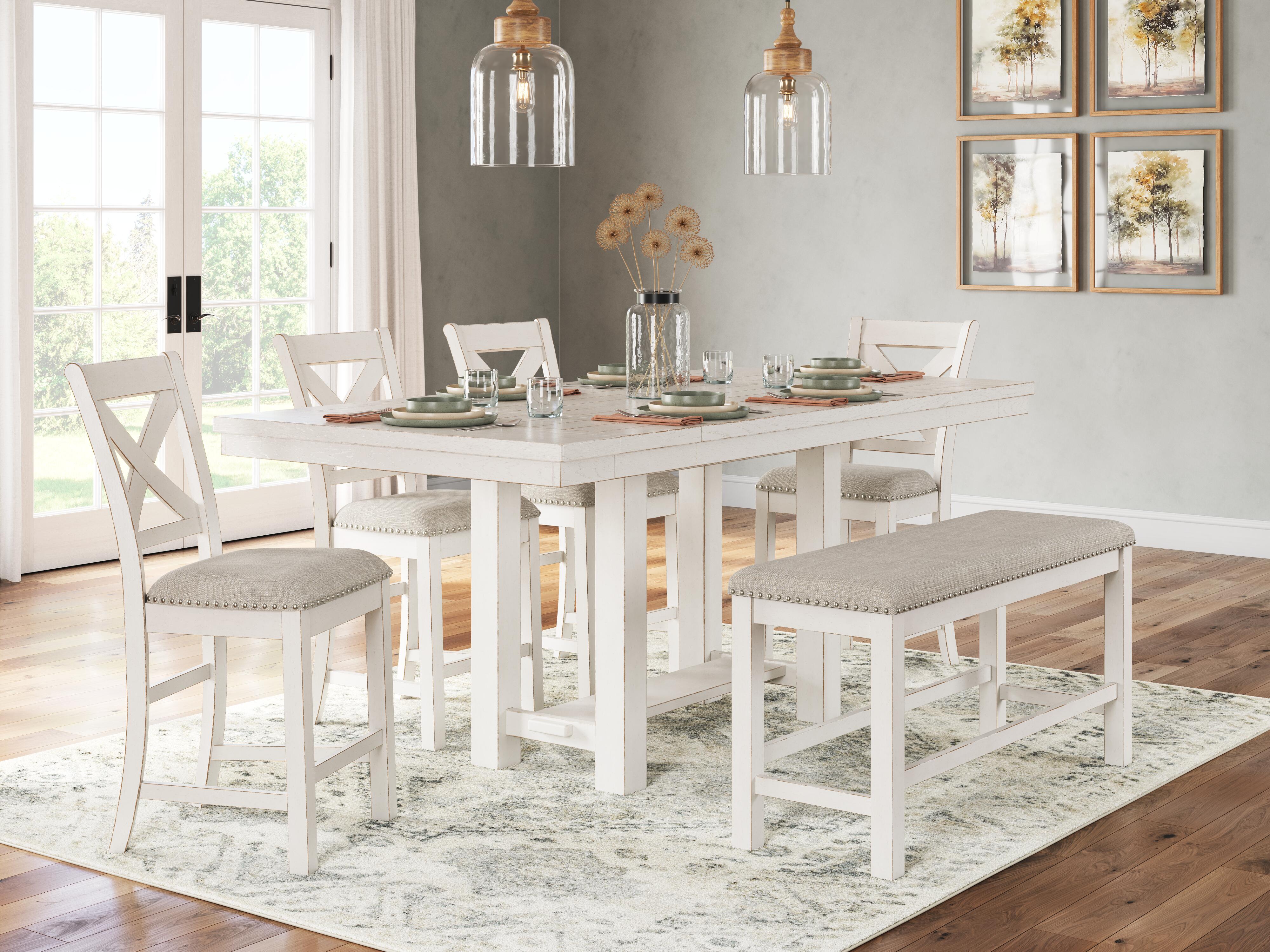 J&M Furniture - Ashley Furniture - Robbinsdale Counter Height Dining Table, 4 Barstools and Bench - Counter Height Dining Table, 4 Barstools and Bench - D642D2