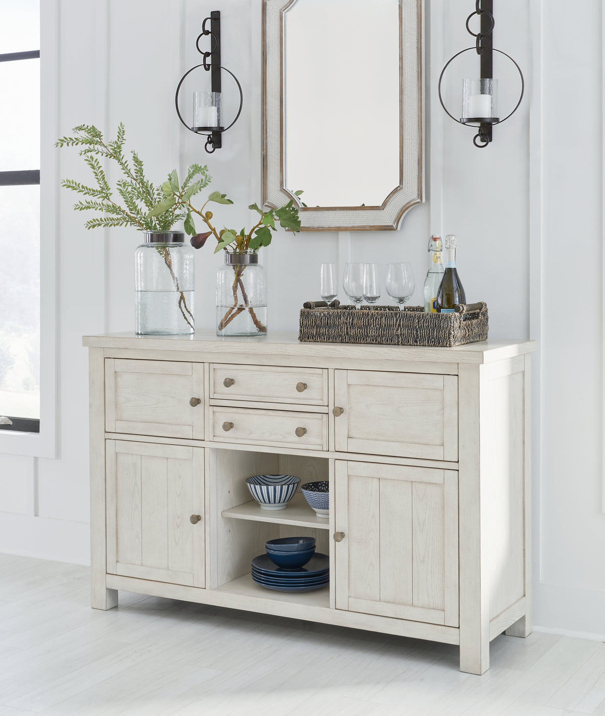 J&M Furniture - Ashley Furniture - Robbinsdale Dining Server - Dining Room Server / Antique White - D642-60