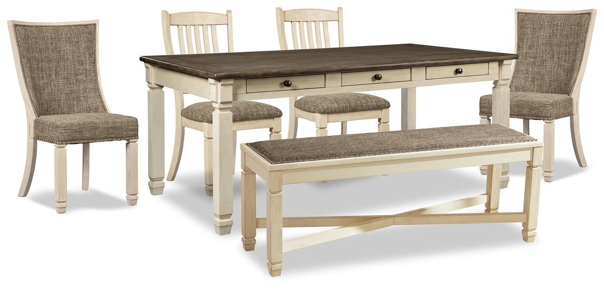 J&M Furniture - Ashley Furniture - Bolanburg Dining Table, 4 Chairs and Bench - Dining Table, 4 Chairs and Bench - D647D34