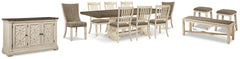 J&M Furniture - Ashley Furniture - Bolanburg Dining Table with 8 Chairs and Bench with Server and 2 Stools - Dining Table with 8 Chairs and Bench with Server and 2 Stools - D647D28