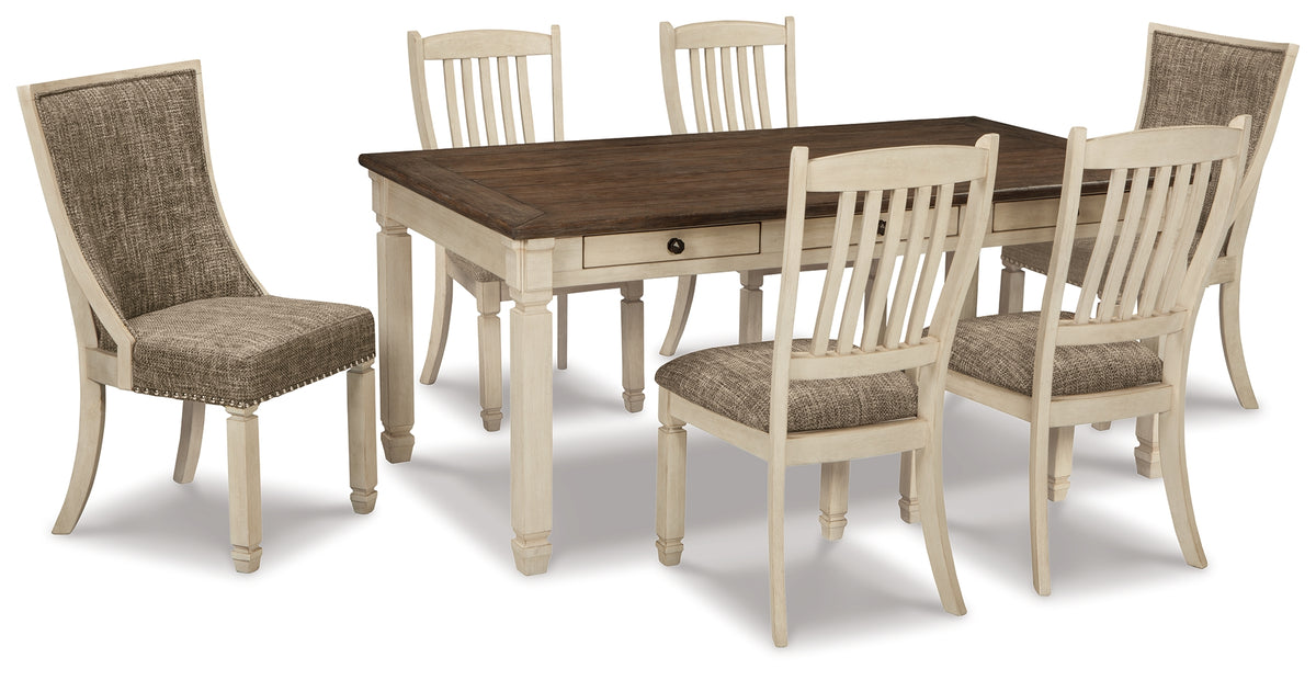 J&M Furniture - Ashley Furniture - Bolanburg Dining Table with 6 Chairs - Dining Table with 6 Chairs / Antique White - D647D3