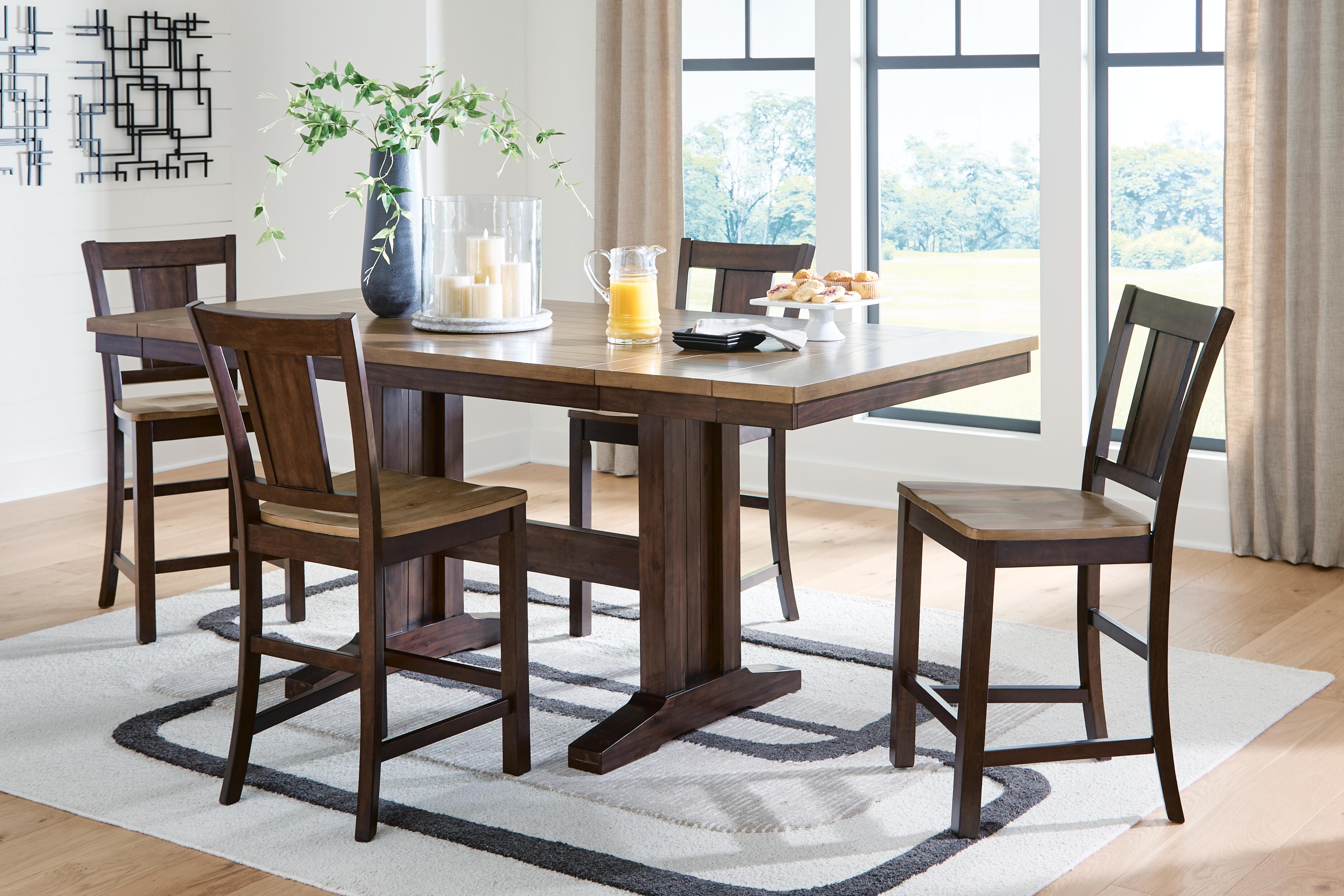 J&M Furniture - Ashley Furniture - Rylandeen Counter Height Extension Dining Table and 4 Barstools - Counter Height Extension Dining Table and 4 Barstools - PCD651D3