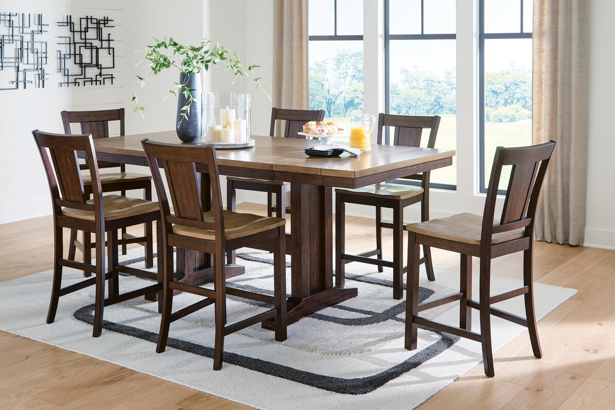 J&M Furniture - Ashley Furniture - Rylandeen Counter Height Extension Dining Table and 6 Barstools - Counter Height Extension Dining Table and 6 Barstools - PCD651D5