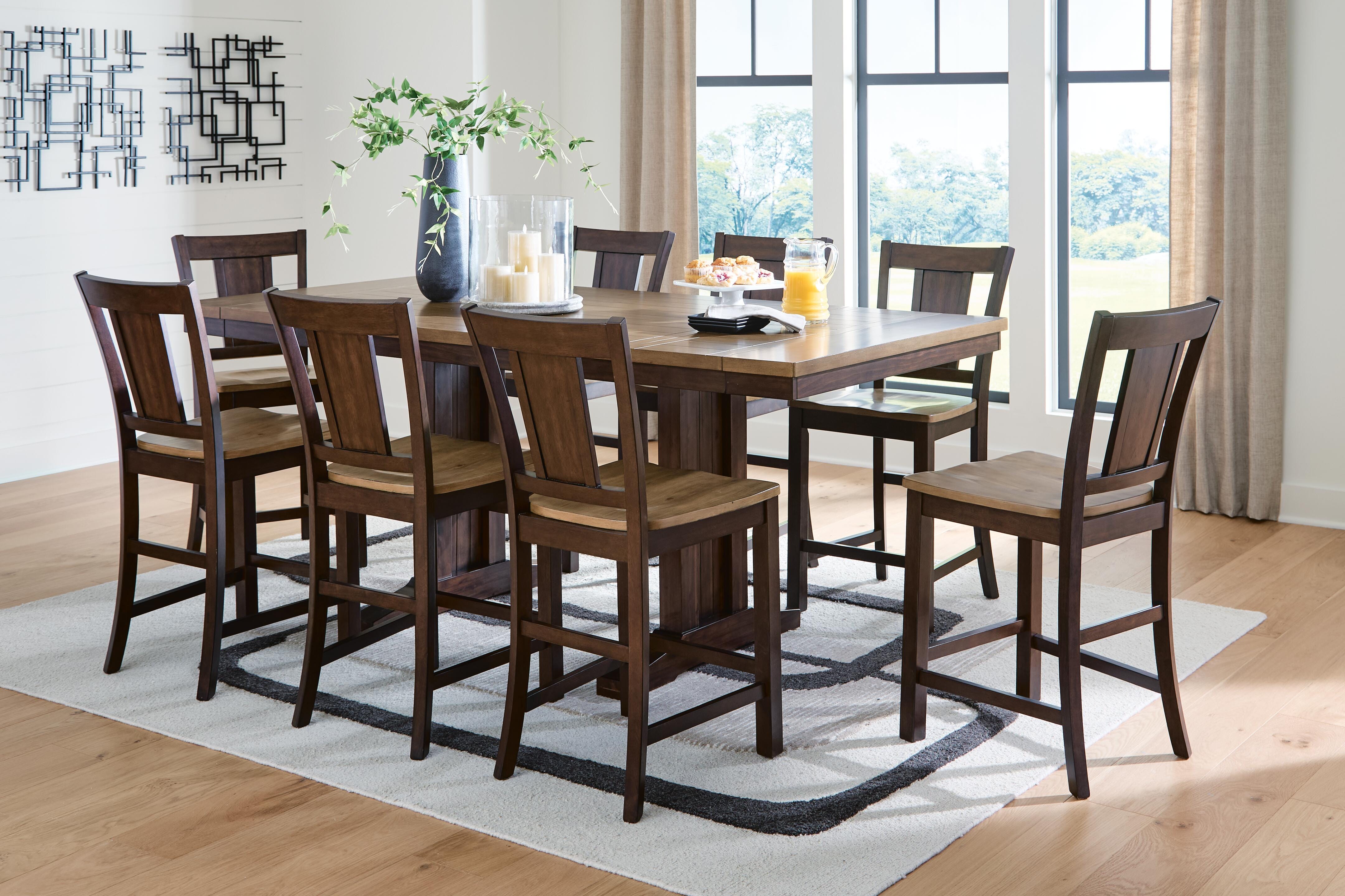 J&M Furniture - Ashley Furniture - Rylandeen Counter Height Extension Dining Table and 8 Barstools - Counter Height Extension Dining Table and 8 Barstools - PCD651D6