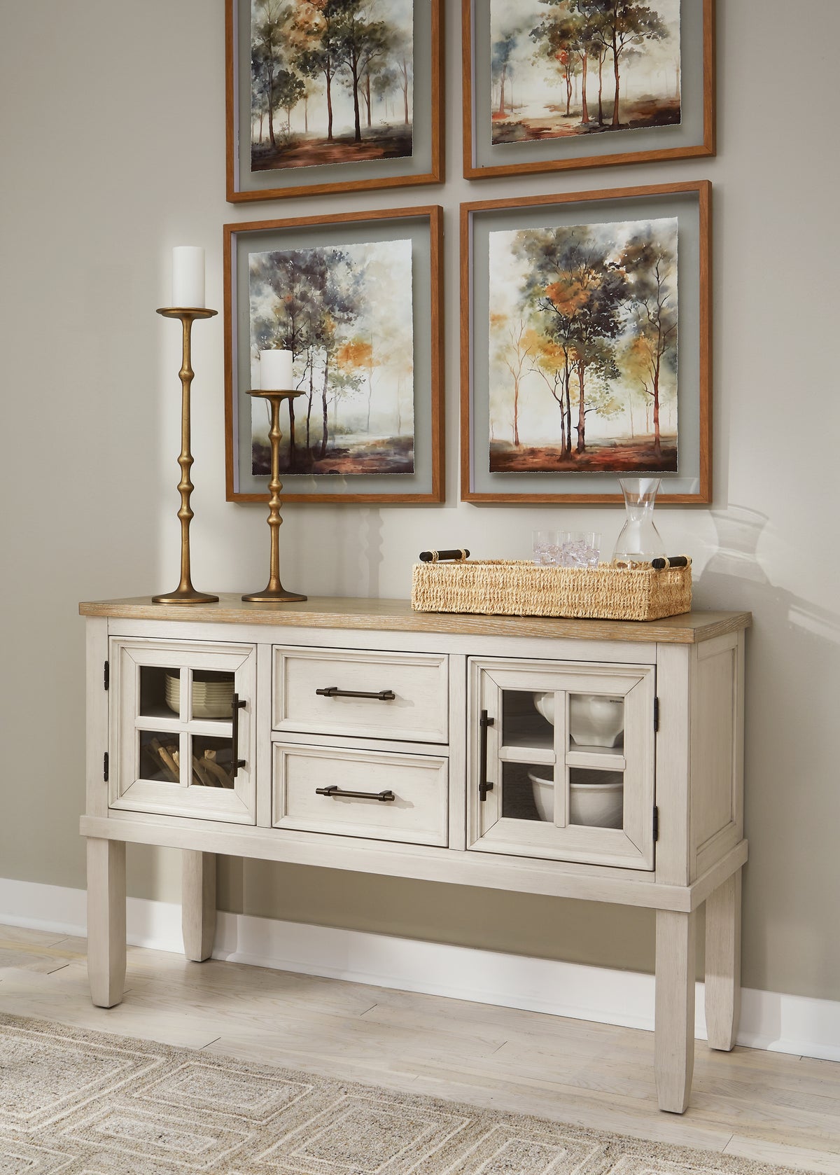 J&M Furniture - Ashley Furniture - Shaybrock Dining Server - Dining Room Server / Antique White/Brown - D683-60