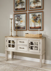 J&M Furniture - Ashley Furniture - Shaybrock Dining Server - Dining Room Server / Antique White/Brown - D683-60