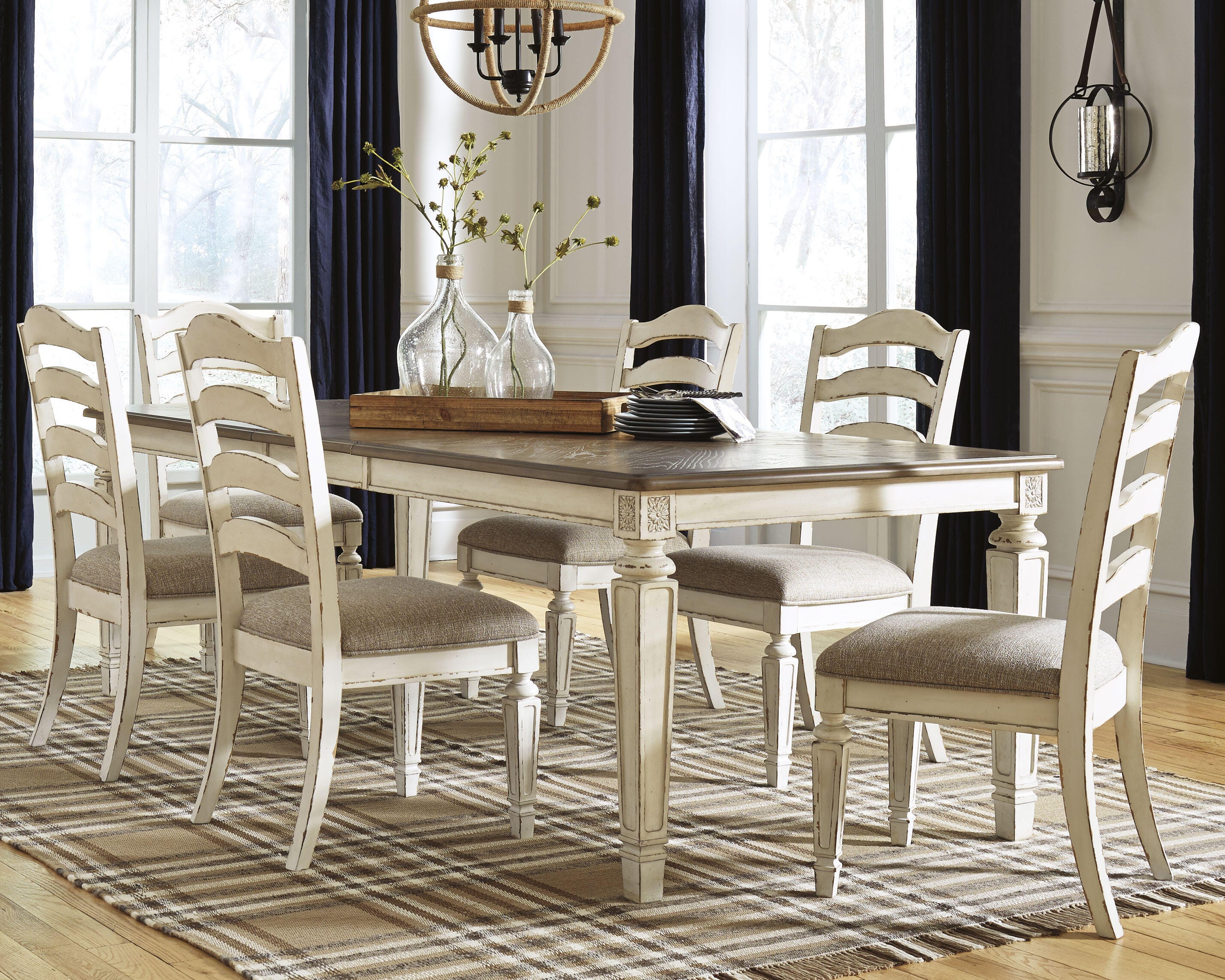 J&M Furniture - Ashley Furniture - Realyn Extension Dining Table and 6 Chairs - Extension Dining Table and 6 Chairs - D743D4