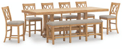 J&M Furniture - Ashley Furniture - Havonplane Counter Height Dining Table, 6 Barstools and Bench - Counter Height Dining Table, 6 Barstools and Bench - D773D5