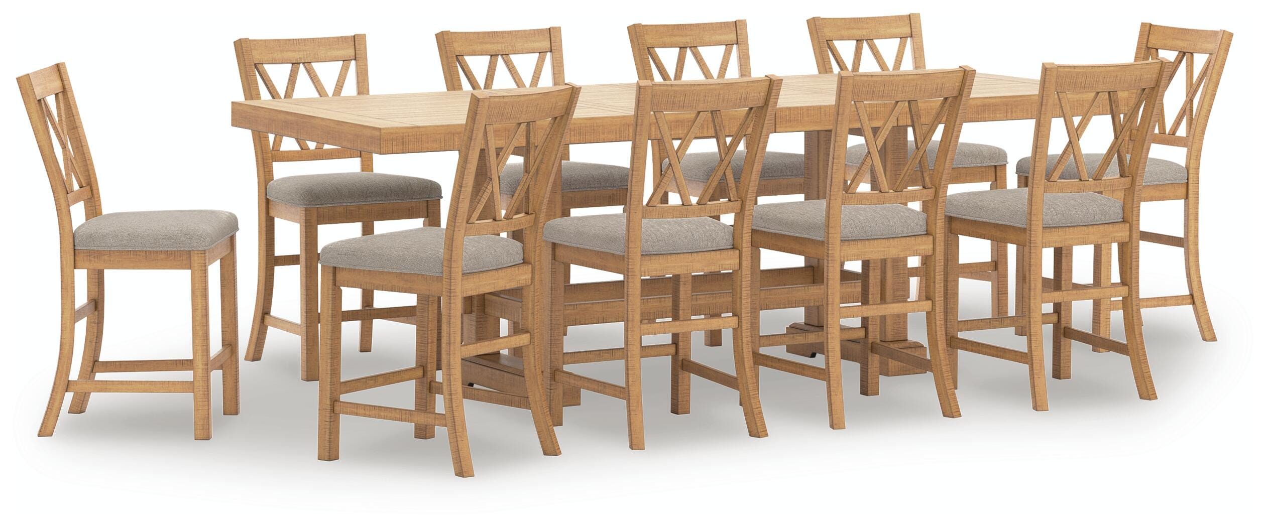 J&M Furniture - Ashley Furniture - Havonplane Counter Height Dining Table and 10 Barstools - Counter Height Dining Table and 10 Barstools - D773D3