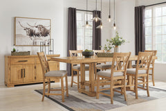 J&M Furniture - Ashley Furniture - Havonplane Counter Height Extension Dining Table and 6 Barstools - Counter Height Extension Dining Table and 6 Barstools - D773D6