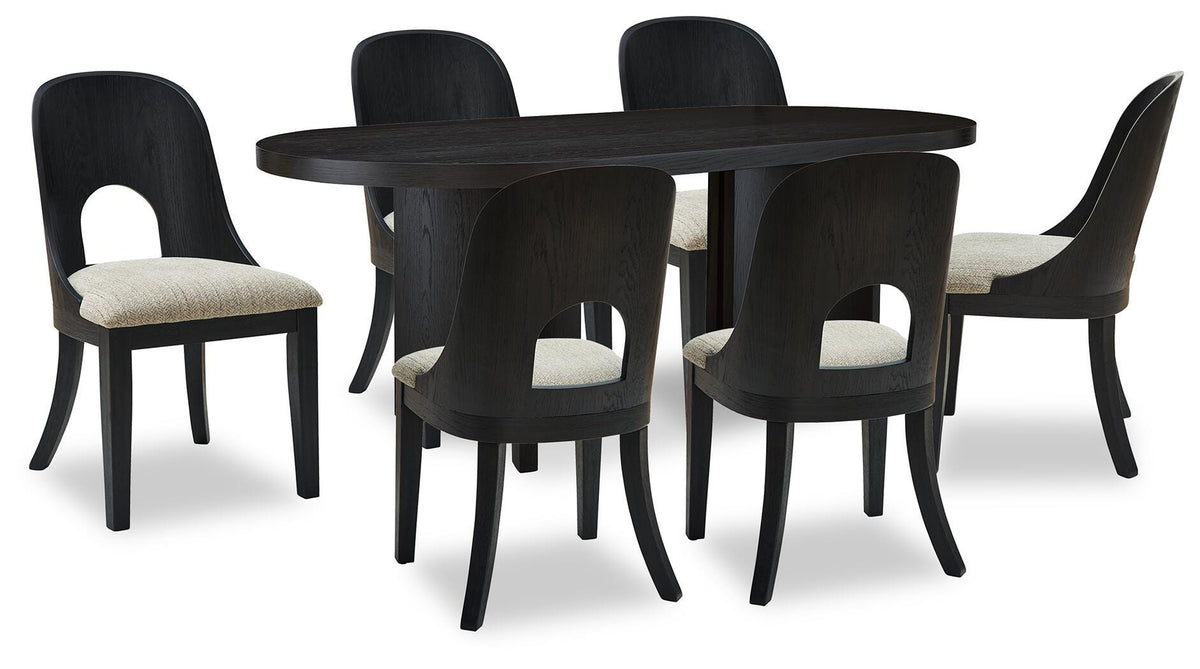 J&M Furniture - Ashley Furniture - Rowanbeck Dining Table and 6 Chairs - Dining Table and 6 Chairs - D821D4