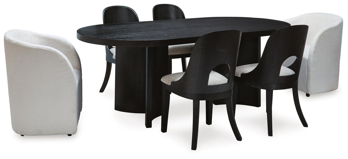 J&M Furniture - Ashley Furniture - Rowanbeck Dining Table, 2 Arm Chairs and 4 Side Chairs - Dining Table, 2 Arm Chairs and 4 Side Chairs - D821D3