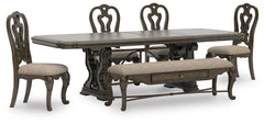 J&M Furniture - Ashley Furniture - Maylee Extension Dining Table, 4 Chairs and Bench - Extension Dining Table, 4 Chairs and Bench - D947D4