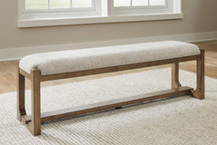 J&M Furniture - Ashley Furniture - Cabalynn 63" Dining Bench - Large UPH Dining Room Bench / Oatmeal/Light Brown / 64"W x 16"D x 20"H - D974-00