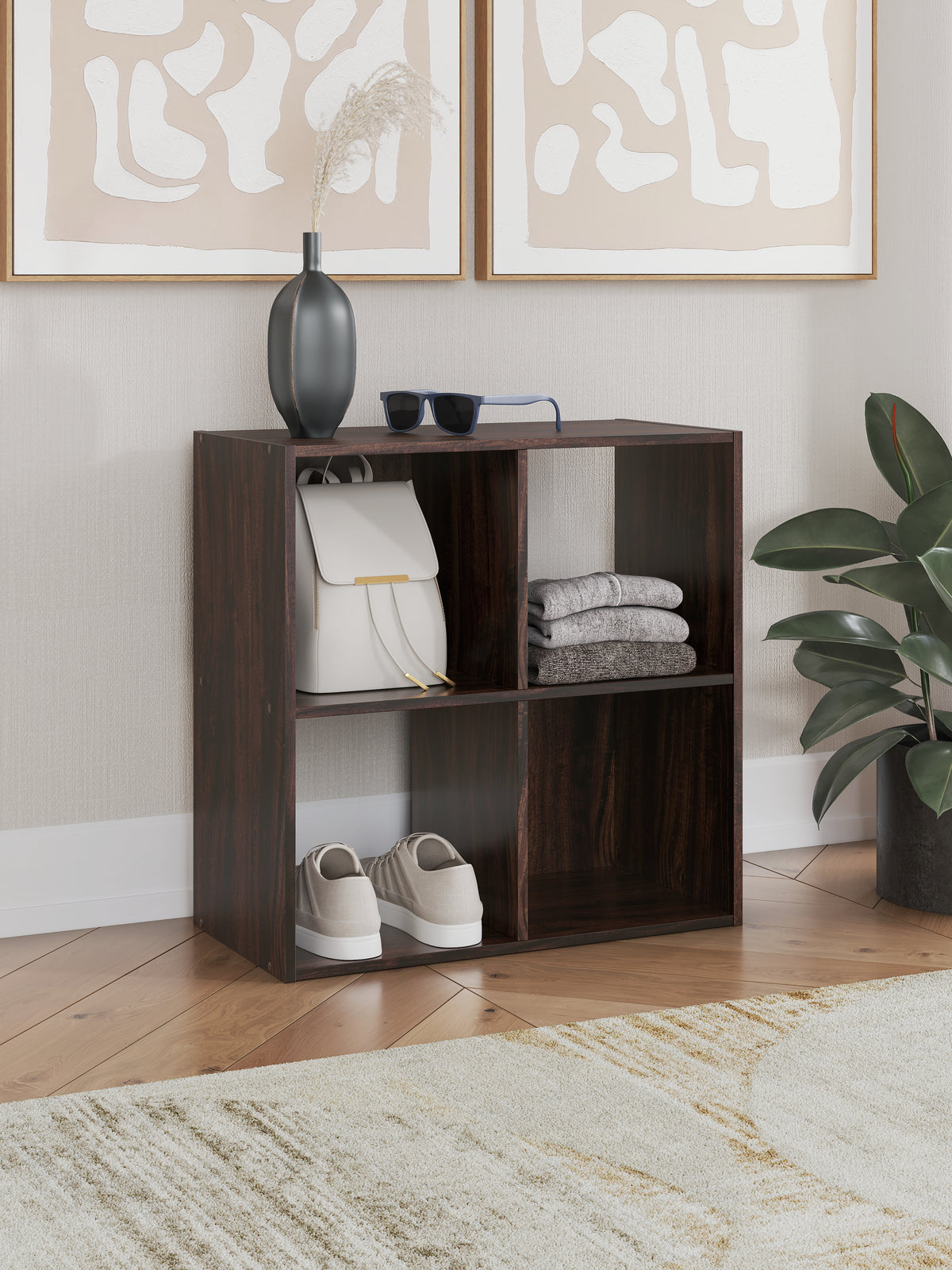 J&M Furniture - Ashley Furniture - Glosmount Four Cube Organizer - Four Cube Organizer / Cherry/Light Brown - EA1055-2X2