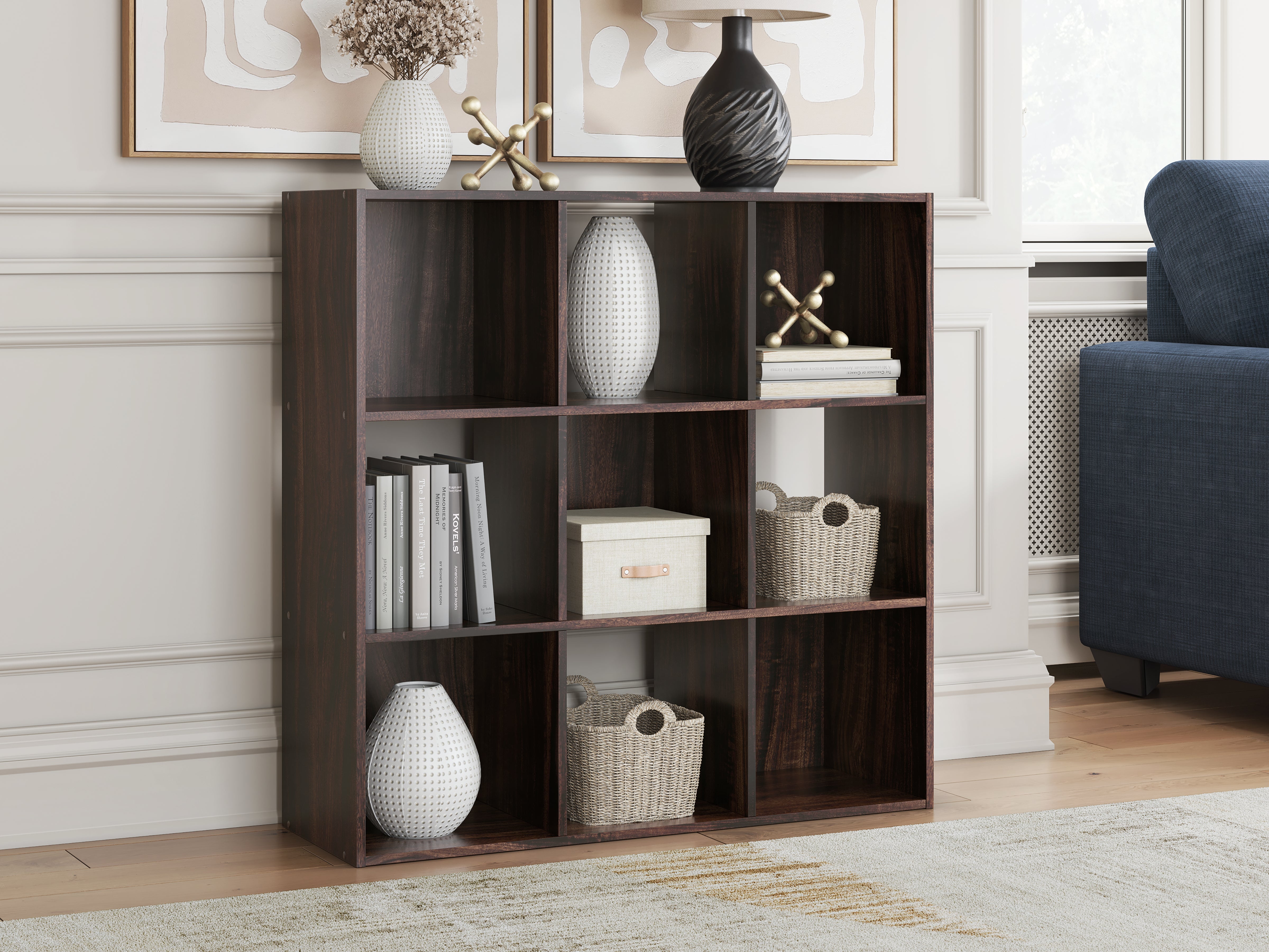 J&M Furniture - Ashley Furniture - Glosmount Nine Cube Organizer - Nine Cube Organizer / Cherry/Light Brown - EA1055-3X3