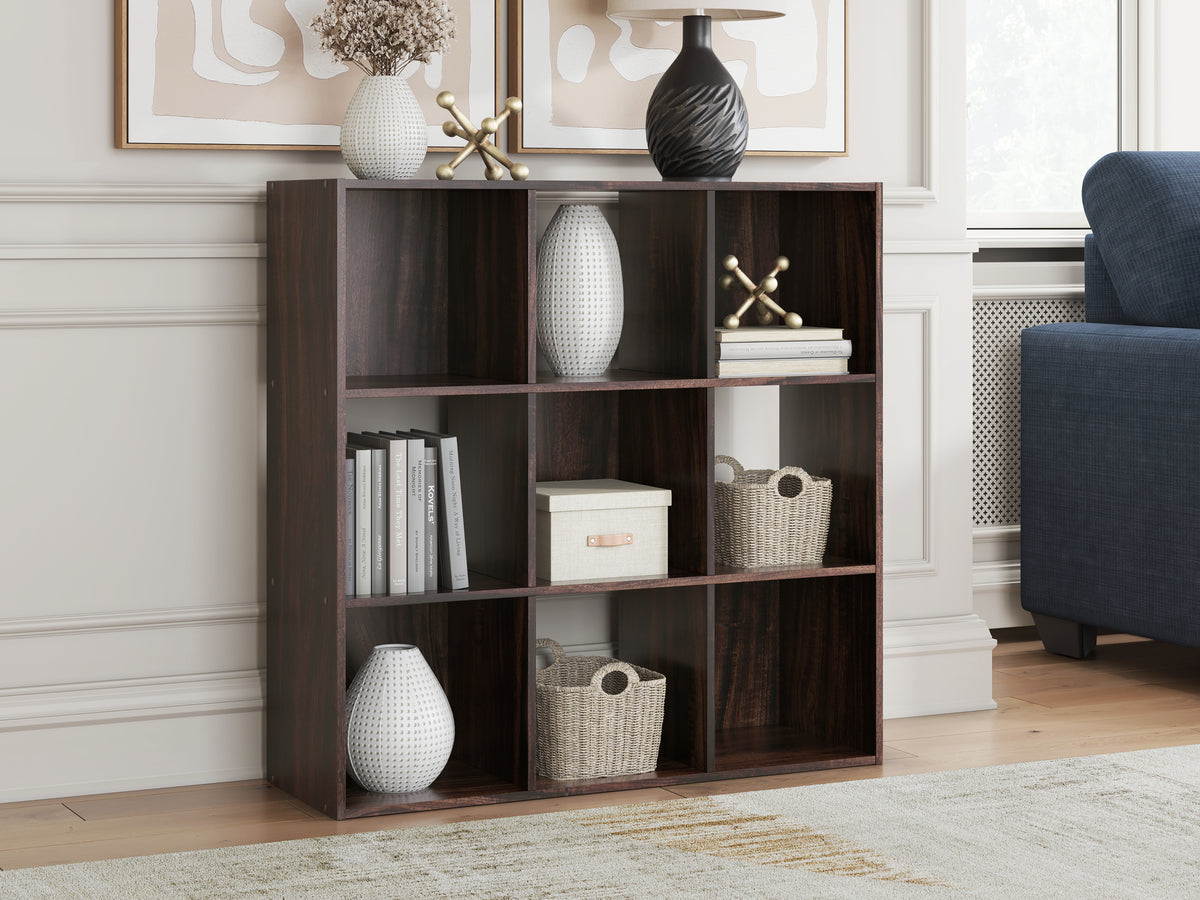 J&M Furniture - Ashley Furniture - Glosmount Nine Cube Organizer - Nine Cube Organizer / Cherry/Light Brown - EA1055-3X3