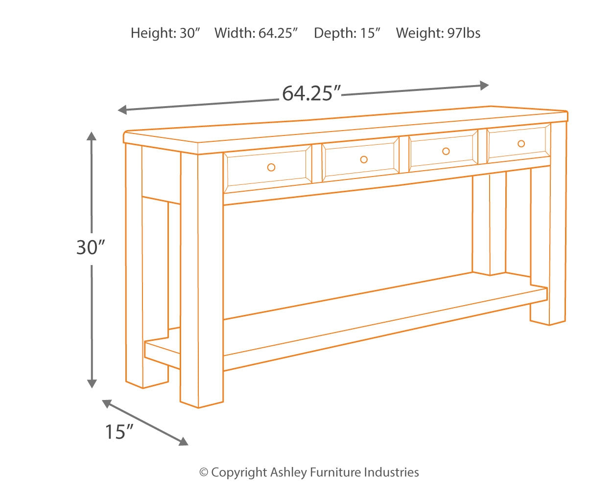 Gavelston Sofa/Console Table Ashley Furniture