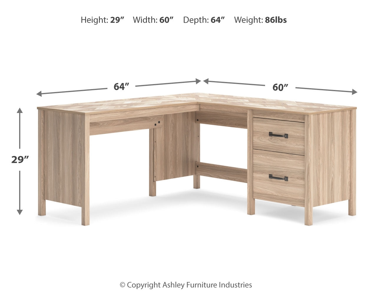 Battelle 60" Home Office Desk with Return