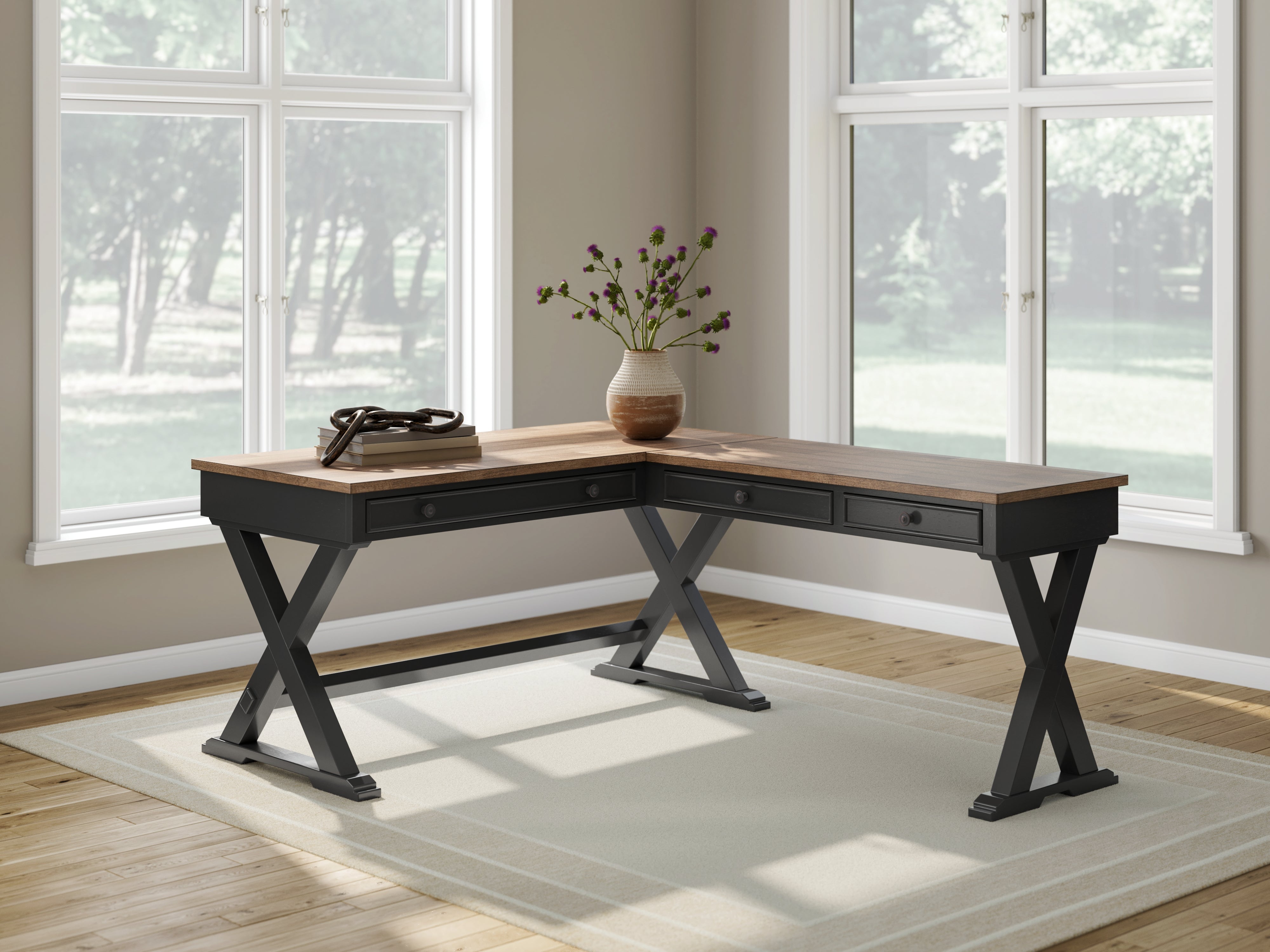 J&M Furniture - Ashley Furniture - Wildenauer Home Office Desk - Home Office Desk / Brown/Black - H664H2