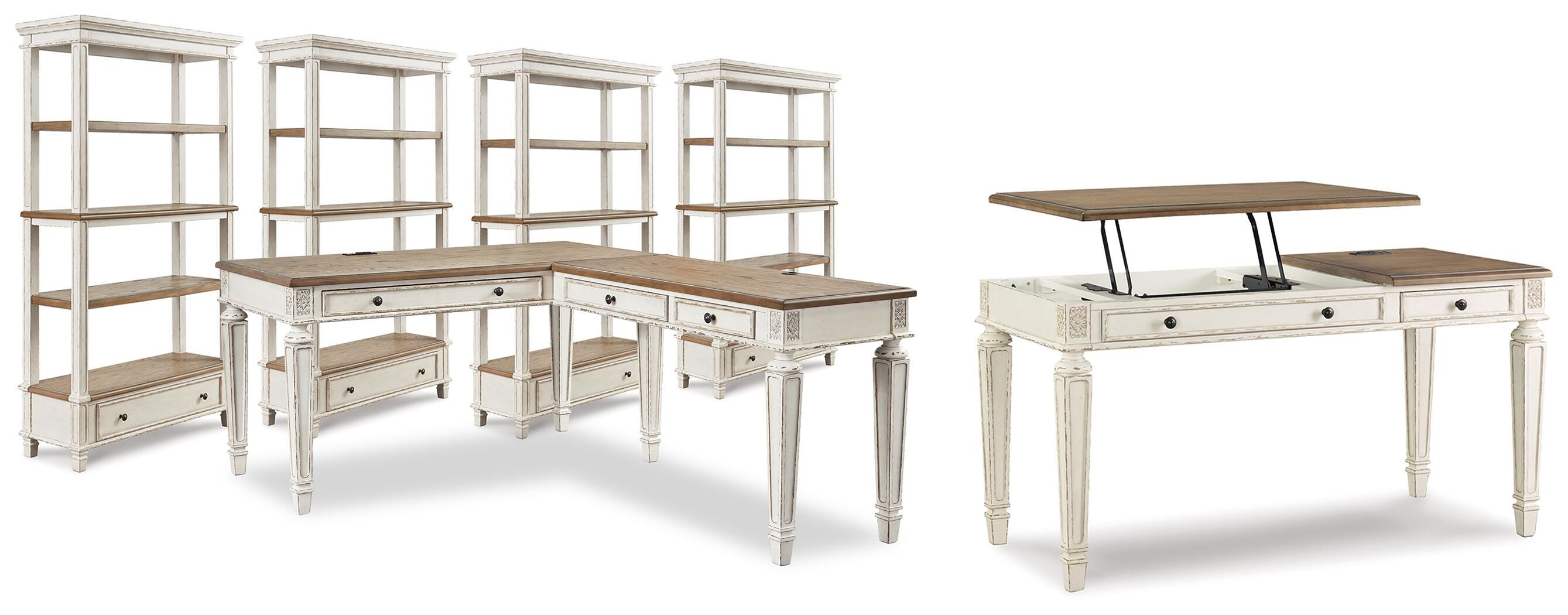 J&M Furniture - Ashley Furniture - Realyn Lift-top Desk, L-shaped Desk and 4 Bookcases - Lift-top Desk, L-shaped Desk and 4 Bookcases - H743H4