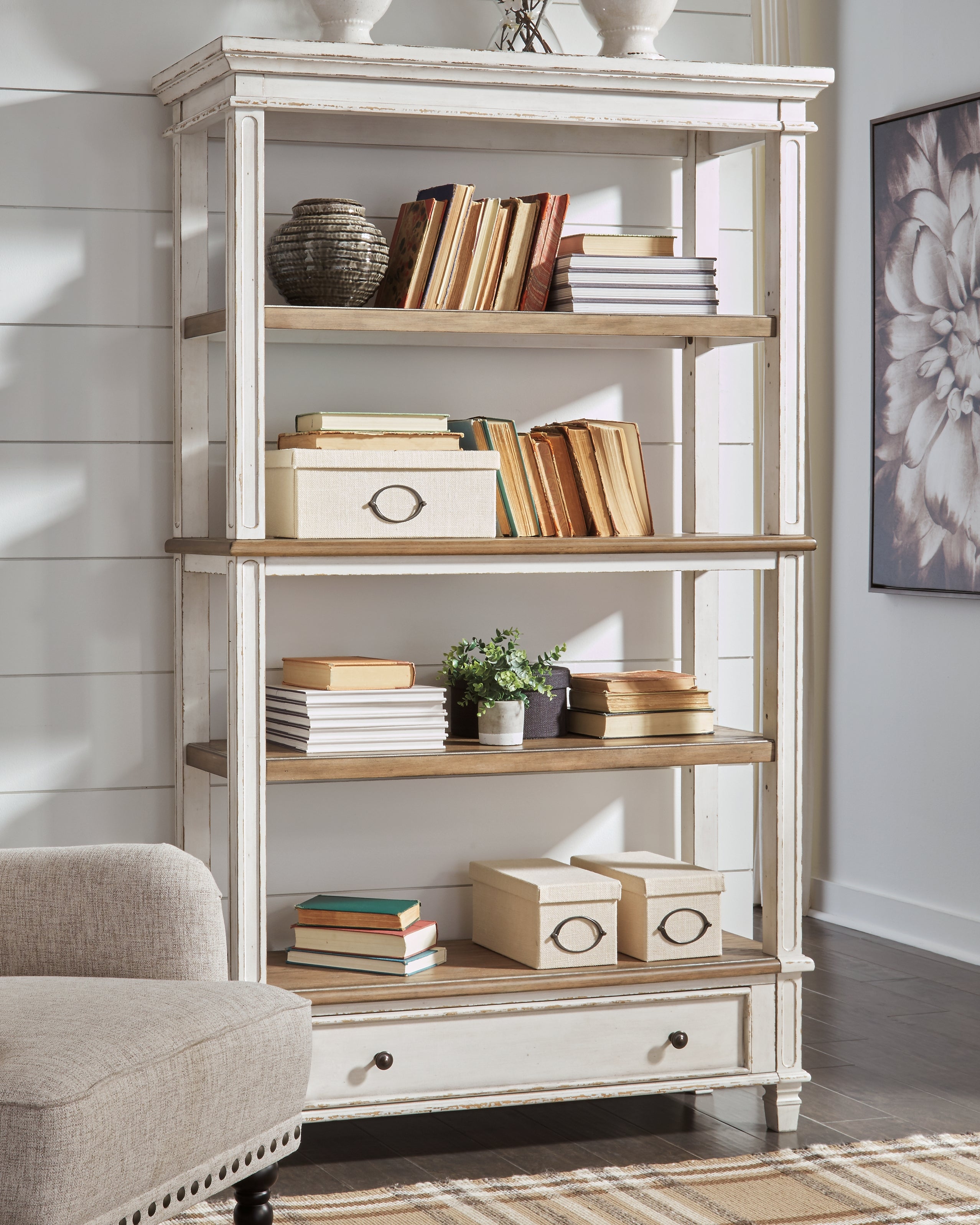 J&M Furniture - Ashley Furniture - Realyn 75" Bookcase - Bookcase / Brown/White - H743-70