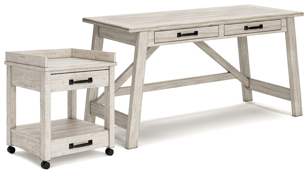 J&M Furniture - Ashley Furniture - Carynhurst Home Office Desk and Printer Stand - Home Office Desk and Printer Stand - H755H1