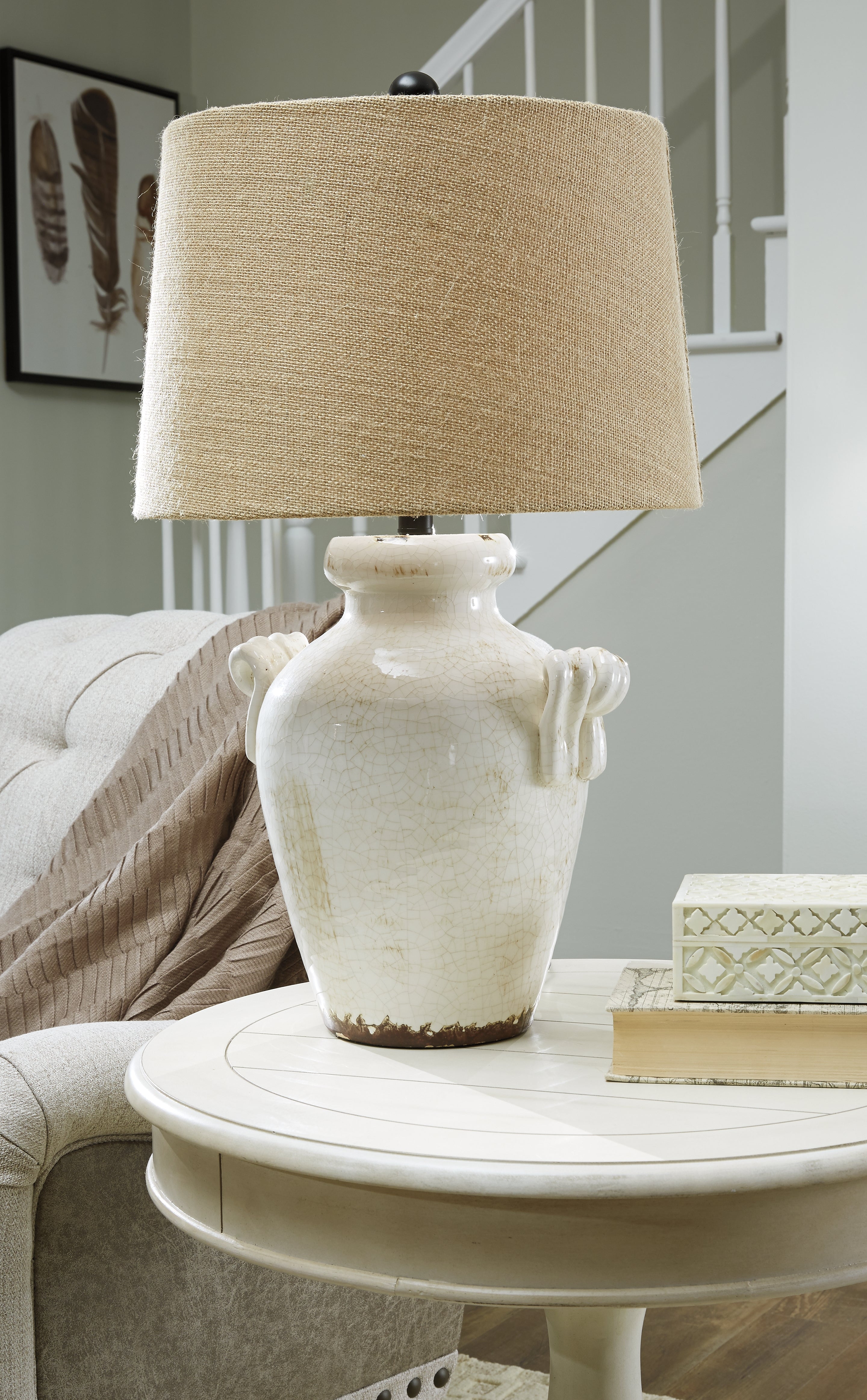 J&M Furniture - Ashley Furniture - Emelda Table Lamp (Set of 2) - Table Lamp (Set of 2) / Cream - L100664X2