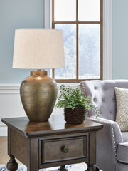 J&M Furniture - Ashley Furniture - Madney 2-Piece Lamp Set - 2-Piece Lamp Set / Antique Gold Finish - L207494X2