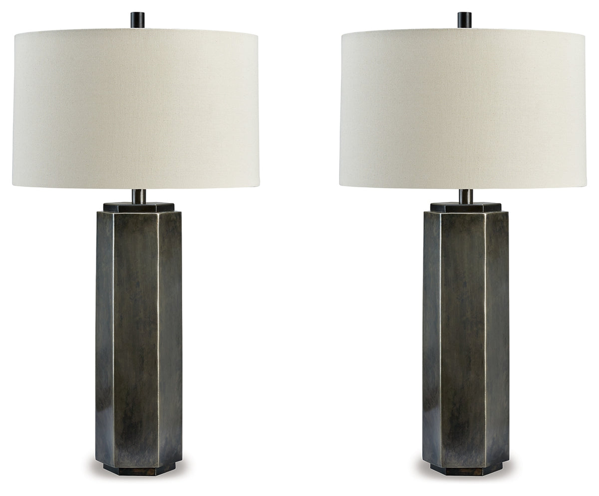 J&M Furniture - Ashley Furniture - Dirkton Table Lamp (Set of 2) - Table Lamp (Set of 2) / Antique Pewter - L208324X2