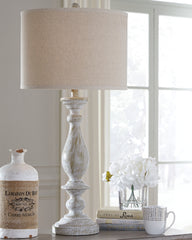 J&M Furniture - Ashley Furniture - Bernadate Table Lamp (Set of 2) - Poly Table Lamp (Set of 2) / Whitewash - L235344