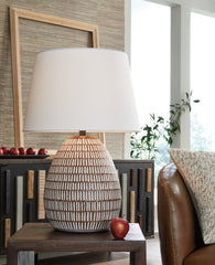 J&M Furniture - Ashley Furniture - Darrich 2-Piece Lamp Set - 2-Piece Lamp Set / Beige/White - L235804X2