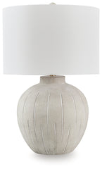J&M Furniture - Ashley Furniture - Calbert Table Lamp - Poly Table Lamp (1/CN) / Warm Gray - L235824