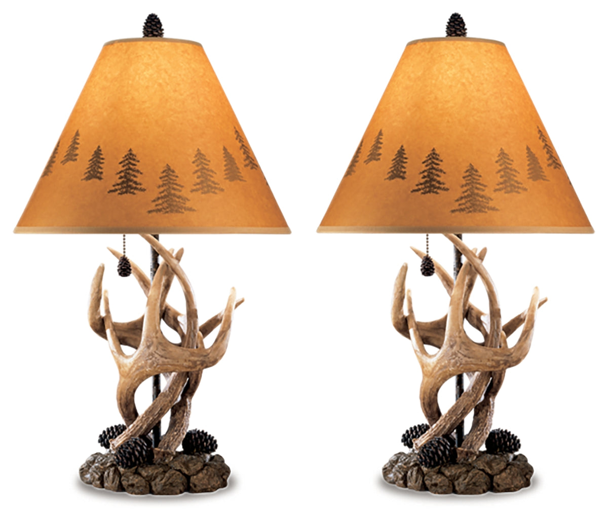 J&M Furniture - Ashley Furniture - Derek Table Lamp (Set of 2) - Poly Table Lamp (Set of 2) / Brown - L316984