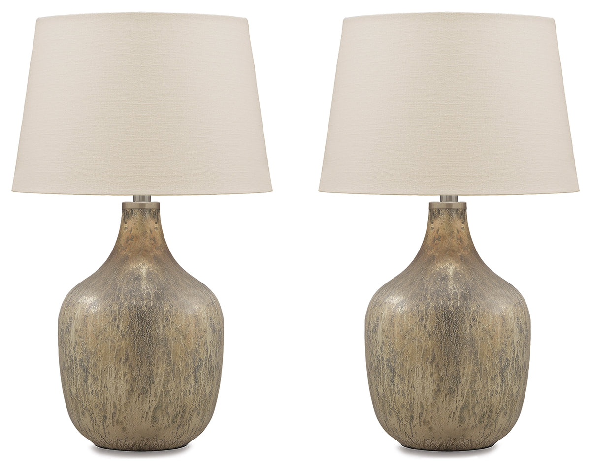 J&M Furniture - Ashley Furniture - Mari Table Lamp (Set of 2) - Table Lamp (Set of 2) / Gray/Gold Finish - L430664X2