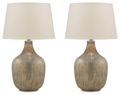 J&M Furniture - Ashley Furniture - Mari Table Lamp (Set of 2) - Table Lamp (Set of 2) / Gray/Gold Finish - L430664X2