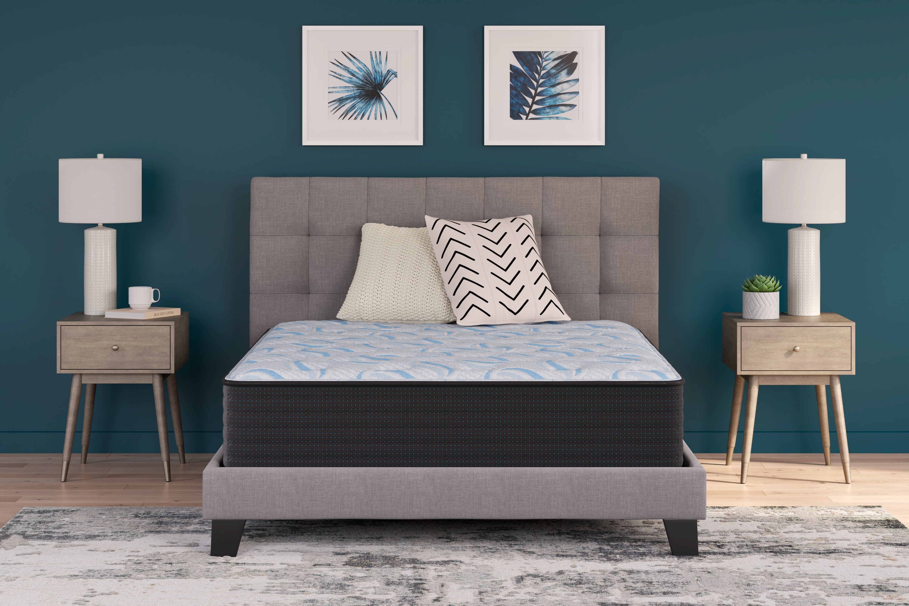 J&M Furniture - Ashley Furniture - Elite Springs Firm Twin Mattress - Twin / Gray/Blue - M40511