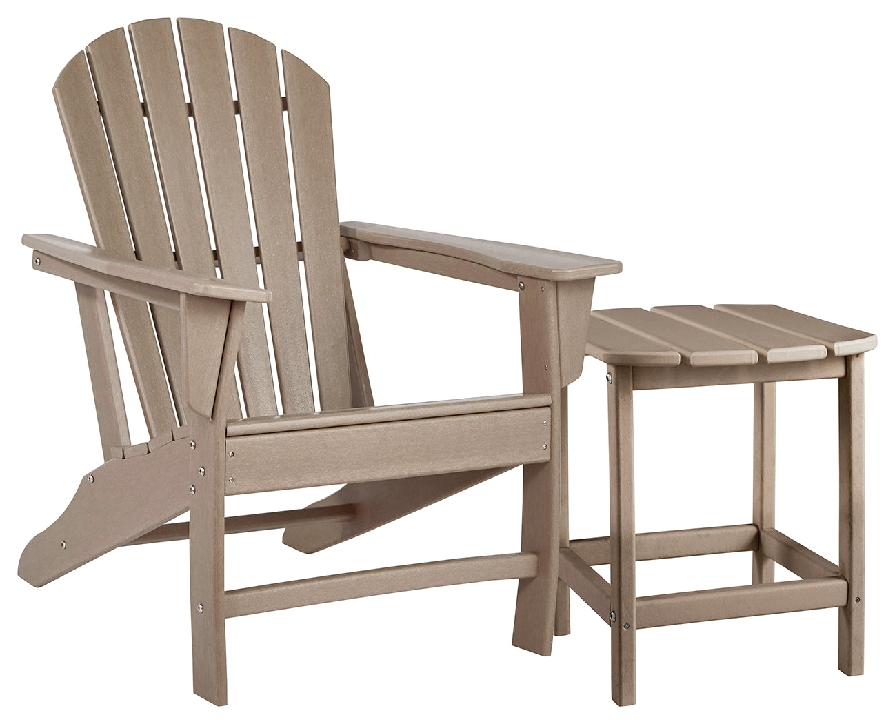J&M Furniture - Ashley Furniture - Sundown Treasure Adirondack Chair with End Table - Adirondack Chair with End Table / Driftwood - P014P1