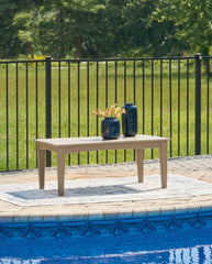 J&M Furniture - Ashley Furniture - Hyland wave Outdoor Coffee Table - Rectangular Cocktail Table / Driftwood - P114-701