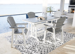 J&M Furniture - Ashley Furniture - Transville Outdoor Counter Height Dining Table with 4 Barstools - Outdoor Counter Height Dining Table with 4 Barstools / Gray/White - P210P5