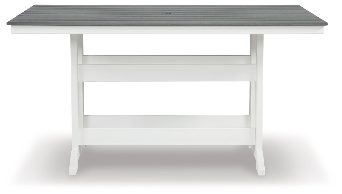 J&M Furniture - Ashley Furniture - Transville Outdoor Counter Height Dining Table - RECT COUNTER TABLE W/UMB OPT / Gray/White - P210-642