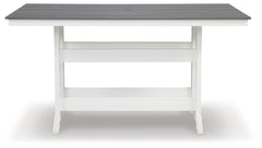 J&M Furniture - Ashley Furniture - Transville Outdoor Counter Height Dining Table - RECT COUNTER TABLE W/UMB OPT / Gray/White - P210-642