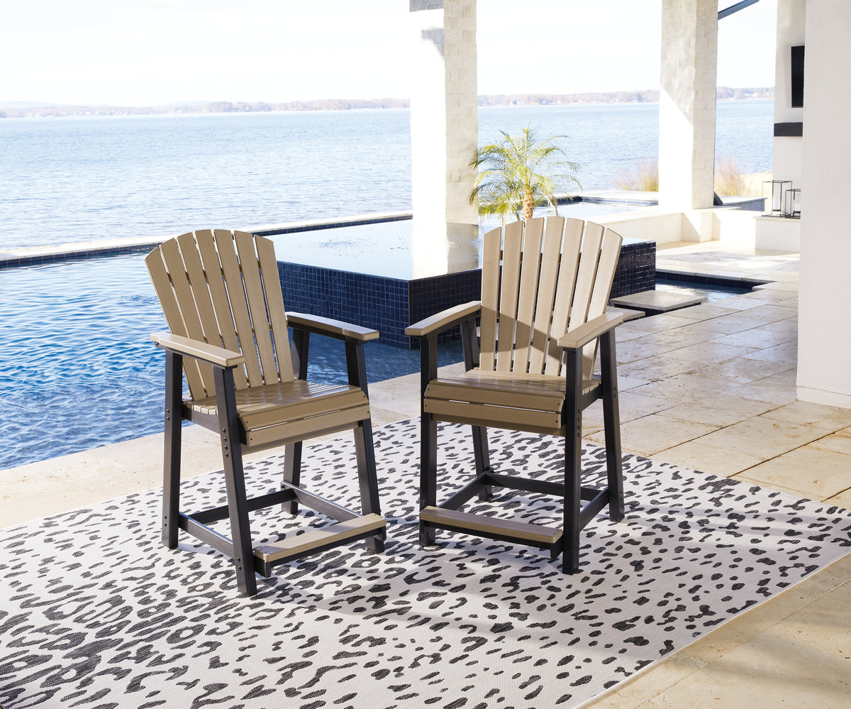 J&M Furniture - Ashley Furniture - Fairen Trail Outdoor Counter Height Bar Stool (Set of 2) - Barstool (Set of 2) / Black/Driftwood - P211-124