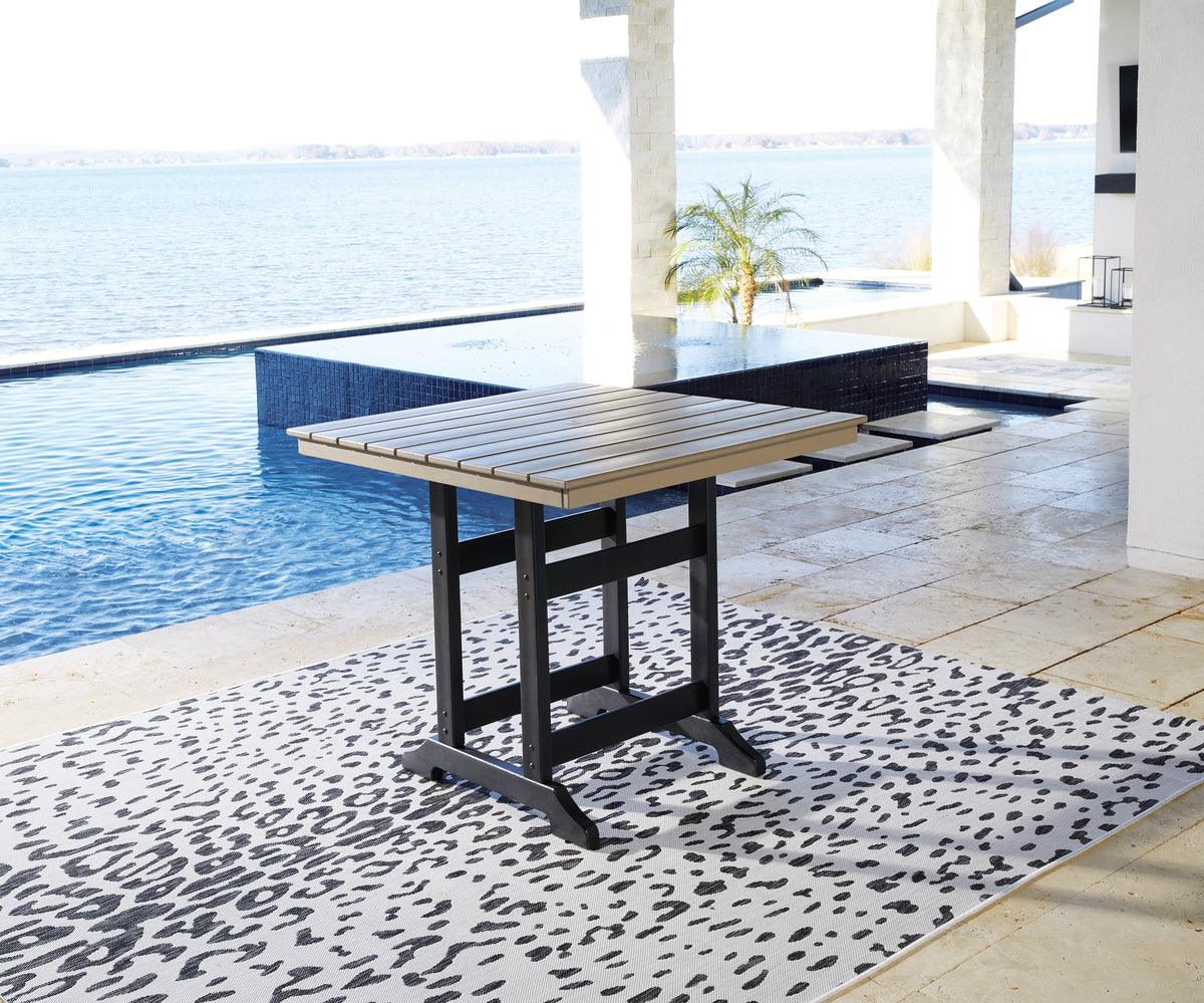J&M Furniture - Ashley Furniture - Fairen Trail Outdoor Counter Height Dining Table - Square Counter TBL w/UMB OPT / Black/Driftwood - P211-632