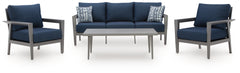 Gali Outdoor Sofa/Chairs/Table Set (Set of 4)