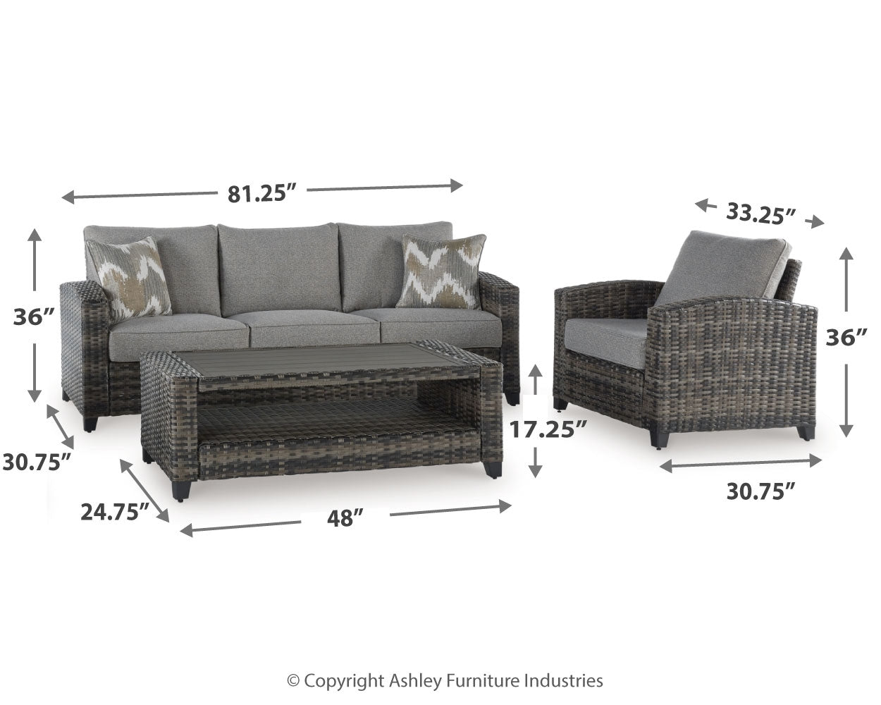Oasis Court Outdoor Sofa/Chairs/Table Set (Set of 4)