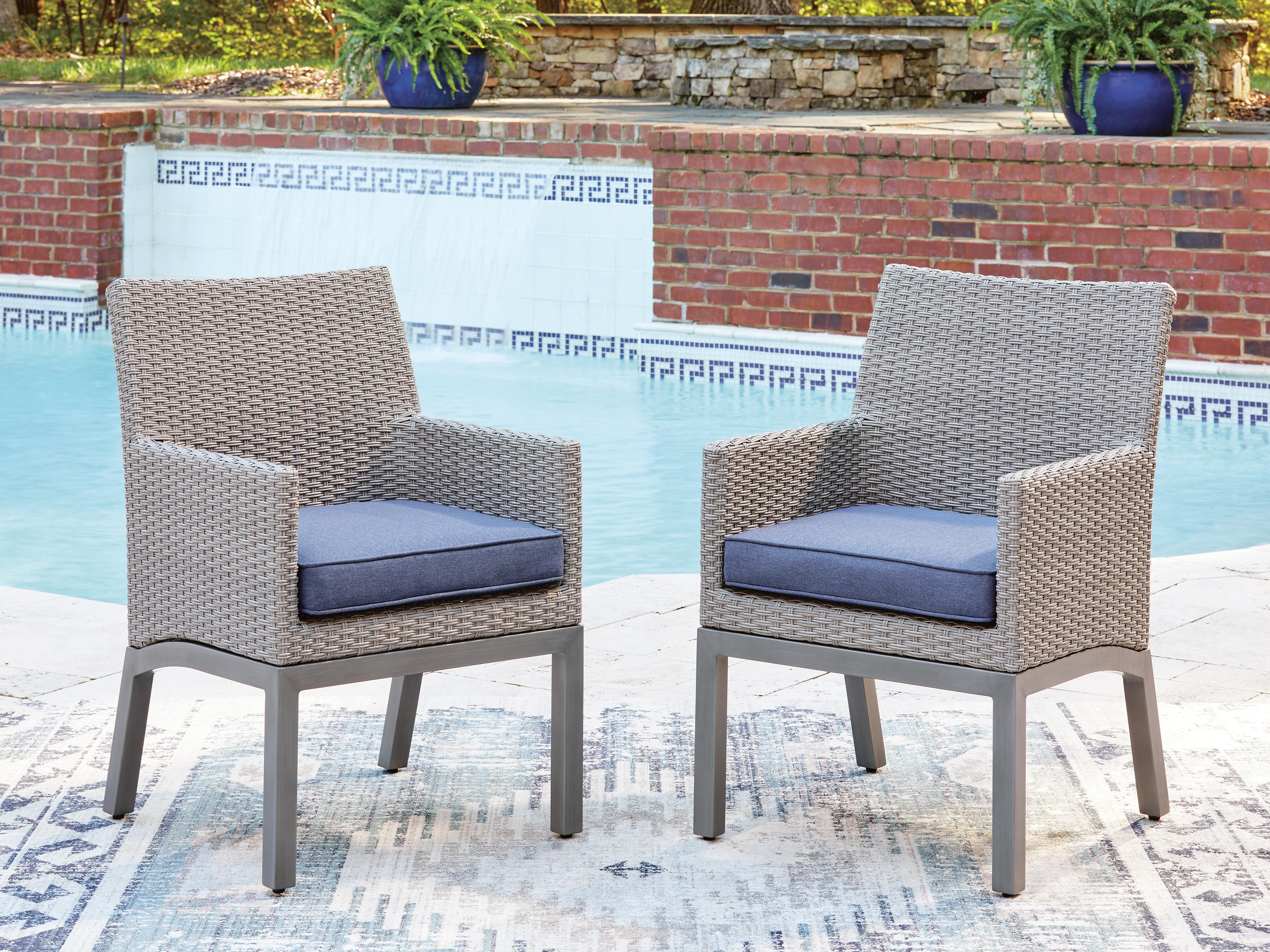 J&M Furniture - Ashley Furniture - Half Moon Beach Outdoor Arm Chair with Cushion (Set of 2) - Arm Chair With Cushion (Set of 2) - PCP418-601A