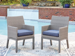 J&M Furniture - Ashley Furniture - Half Moon Beach Outdoor Arm Chair with Cushion (Set of 2) - Arm Chair With Cushion (Set of 2) - PCP418-601A